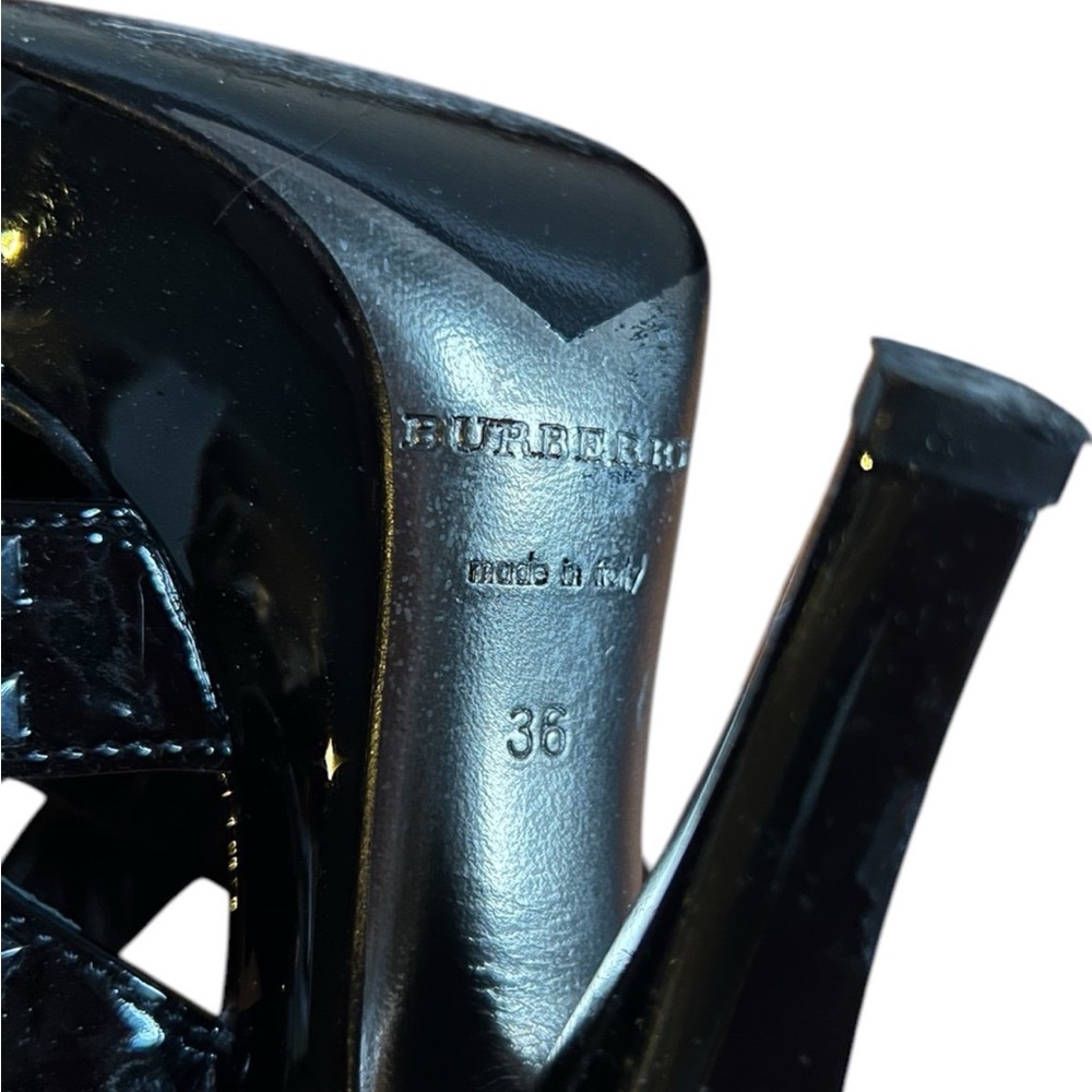 Burberry Black Studded Patent Leather High Heel Sandals - Picture 5 of 9